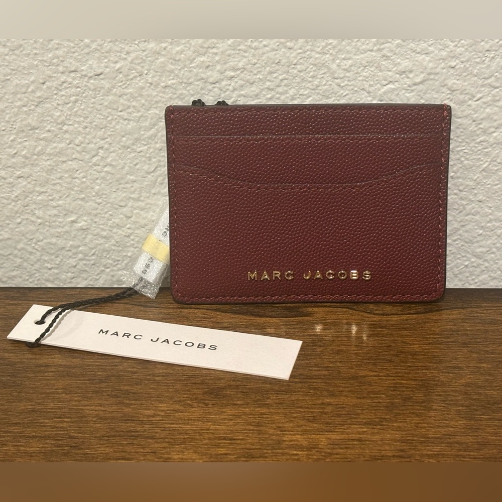 Marc Jacobs Deep Red Card Holder with Gold Accents NWT